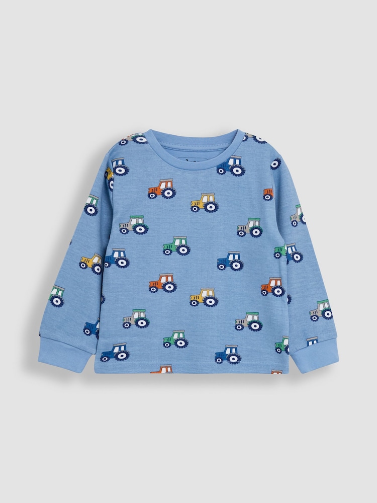 JoJo Maman Bébé Blue 100% Cotton Jersey Pyjamas 2 Pack - Image 2 of 9