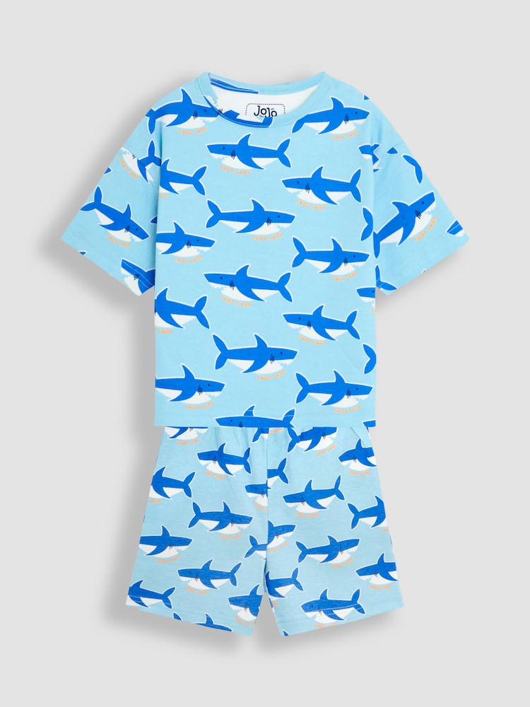 JoJo Maman Bébé Blue Glow In The Dark Jersey Pyjamas - Image 1 of 4
