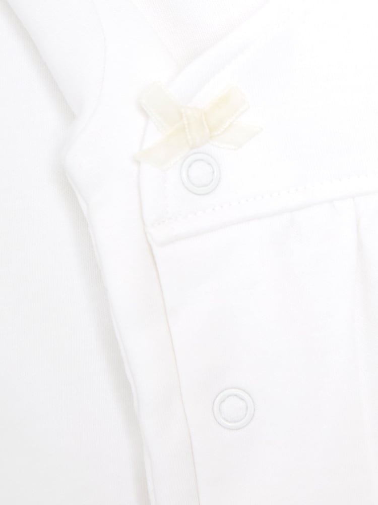 JoJo Maman Bébé White 100% Cotton Cross-Over Sleepsuit - Image 4 of 4 JoJo Maman Bébé White 100% Cotton Cross-Over Sleepsuit - Image 4 of 4