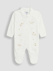 JoJo Maman Bébé White 100% Cotton Embroidered Eid Sleepsuit - Image 1 of 3