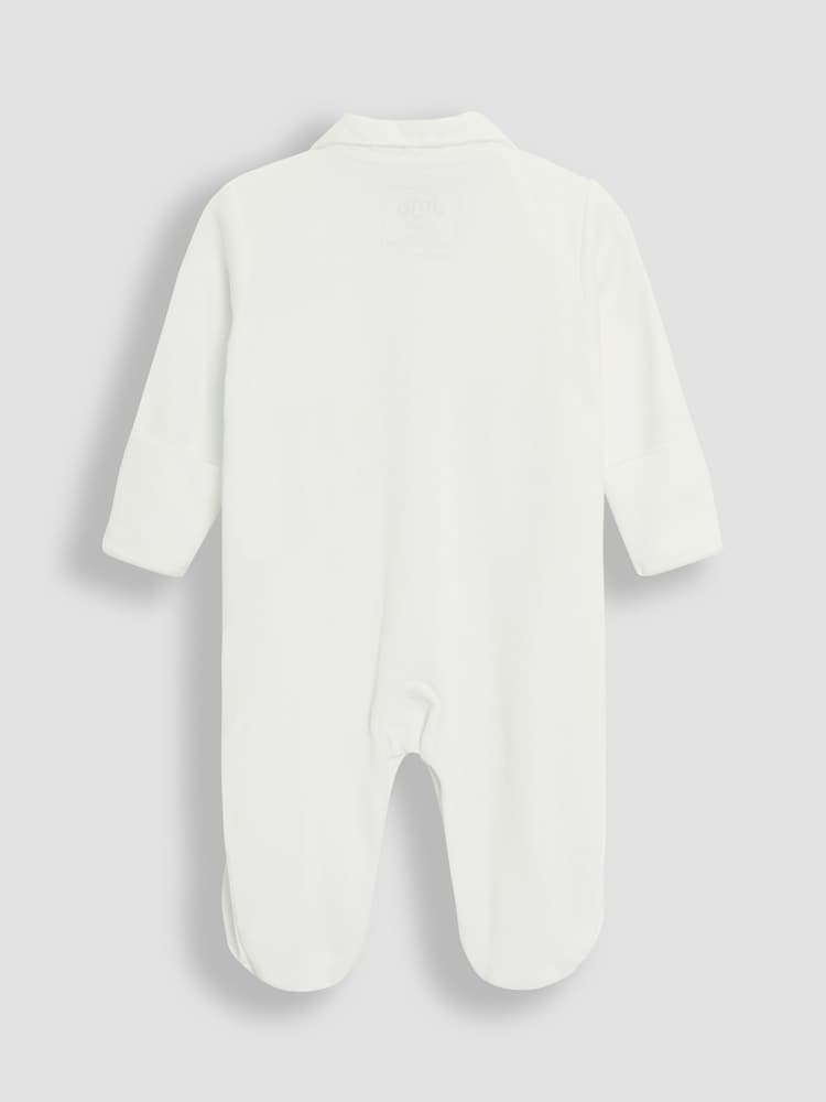 JoJo Maman Bébé White 100% Cotton Embroidered Eid Sleepsuit - Image 2 of 3 JoJo Maman Bébé White 100% Cotton Embroidered Eid Sleepsuit - Image 2 of 3