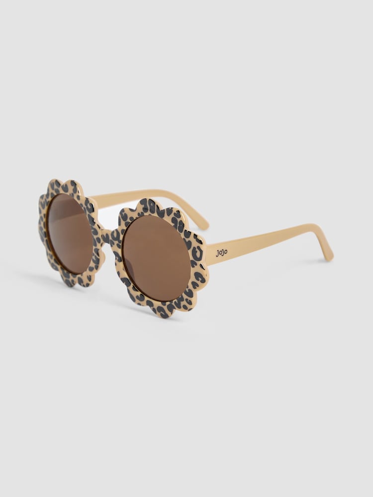 JoJo Maman Bébé Brown Flower Print Shaped Sunglasses - Image 1 of 4