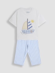 JoJo Maman Bébé White Appliqué Woven Pyjamas - Image 1 of 6