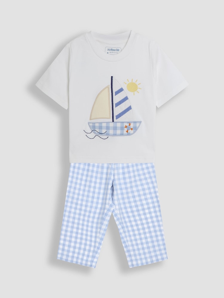 JoJo Maman Bébé White Appliqué Woven Pyjamas - Image 1 of 6