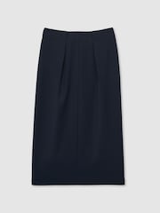 Marineblauw - Reiss Gabi Pleated Crepe Pencil Skirt - Image 2 of 7