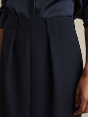 Marineblauw - Reiss Gabi Pleated Crepe Pencil Skirt - Image 4 of 7
