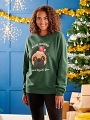 Oakdene Womens Red Personalised Red Dog Breed Christmas Jumper - Image 1 of 2