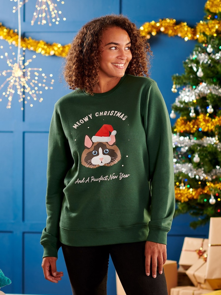 Oakdene Womens Personalised Red Cat Breed Christmas Jumper - Image 1 of 2