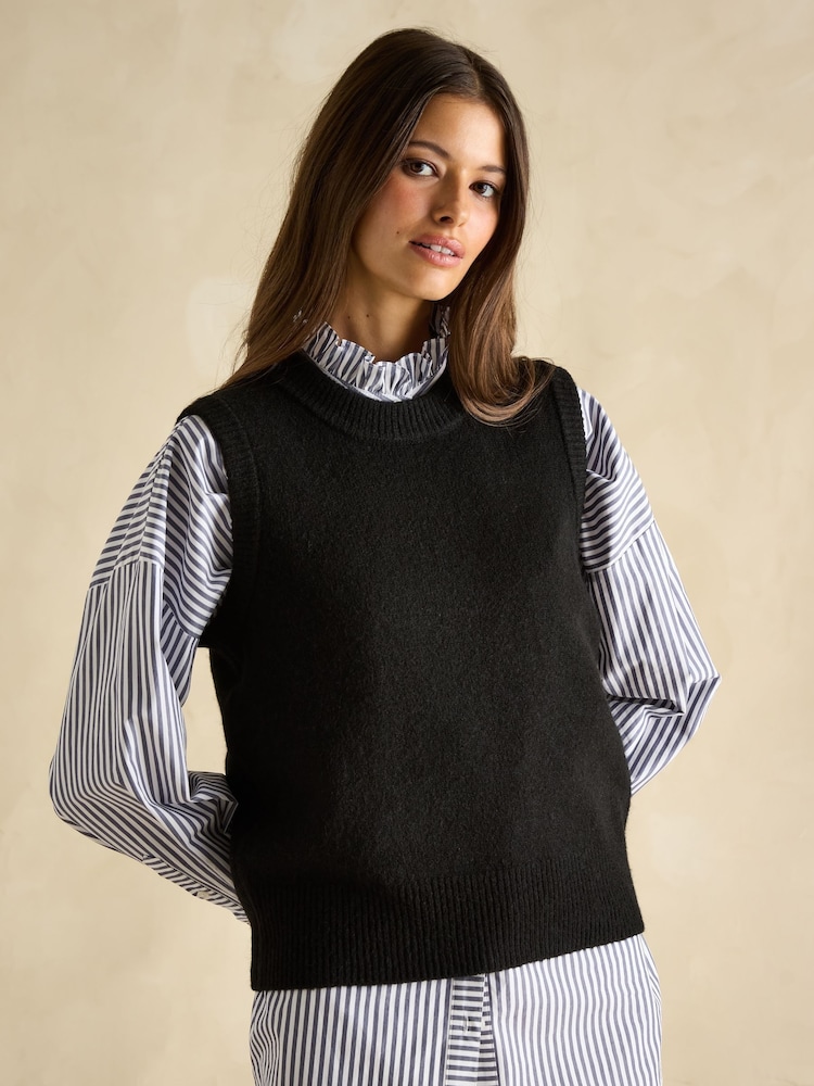 Joules Holly Black Regular Fit Knitted Vest - Image 1 of 7