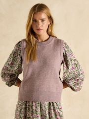 Joules Holly Dusky Pink Regular Fit Knitted Vest - Image 1 of 6