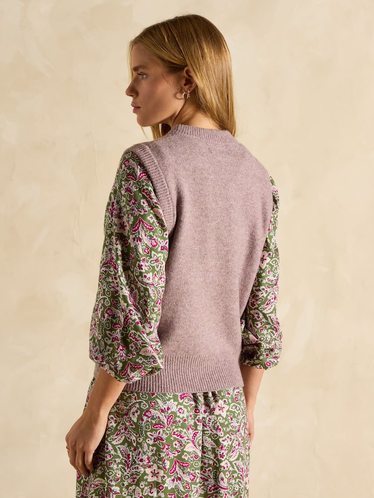 Joules Holly Dusky Pink Regular Fit Knitted Vest - Image 2 of 6