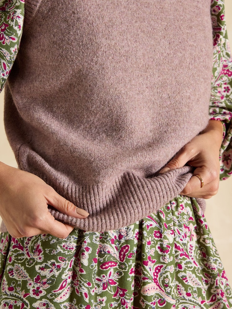 Joules Holly Dusky Pink Regular Fit Knitted Vest - Image 5 of 6