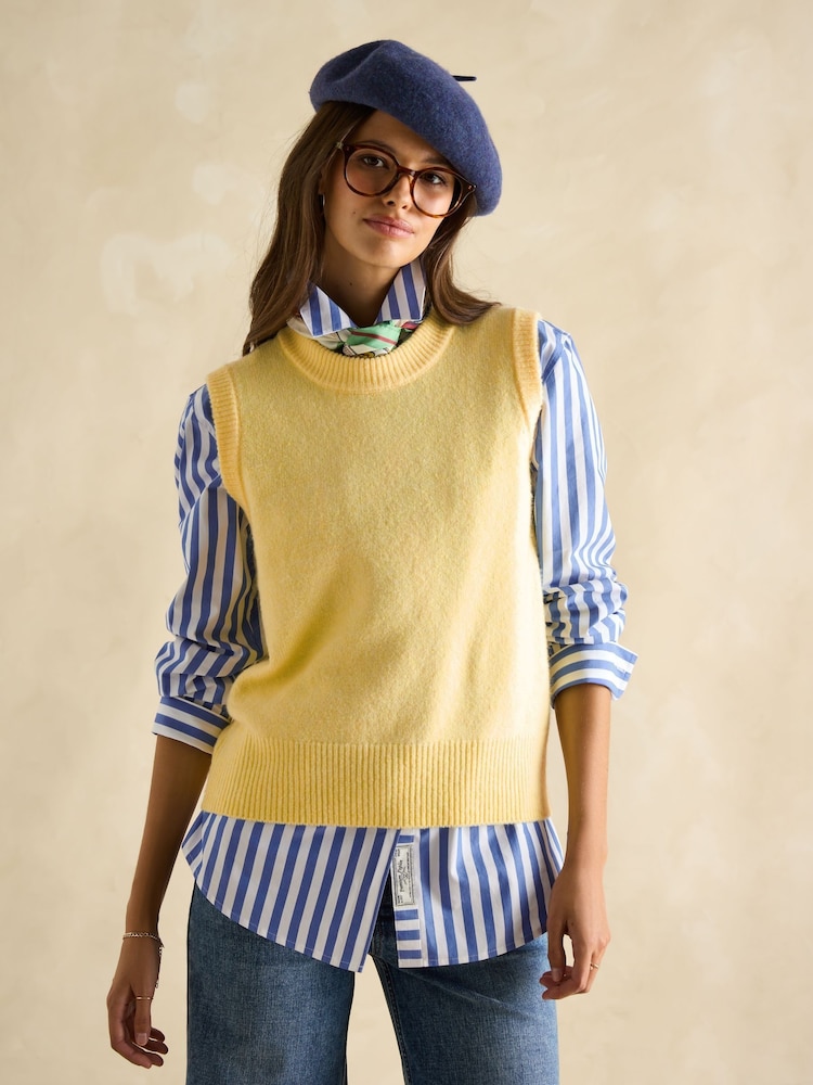 Joules Holly Yellow Regular Fit Knitted Vest - Image 1 of 7