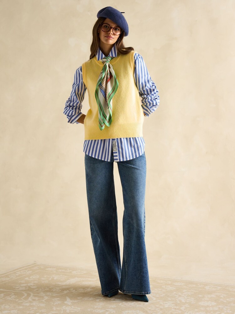 Joules Holly Yellow Regular Fit Knitted Vest - Image 7 of 7