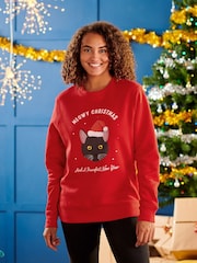 Oakdene Womens Personalised Red Cat Breed Christmas Jumper - Image 1 of 2