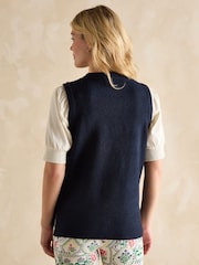 Joules Holly Navy Blue Longline Knitted Vest - Image 2 of 6
