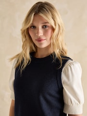 Joules Holly Navy Blue Longline Knitted Vest - Image 4 of 6
