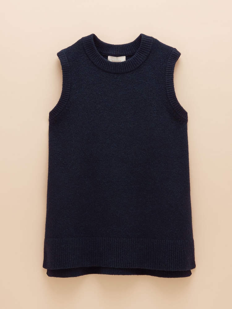 Joules Holly Navy Blue Longline Knitted Vest - Image 6 of 6