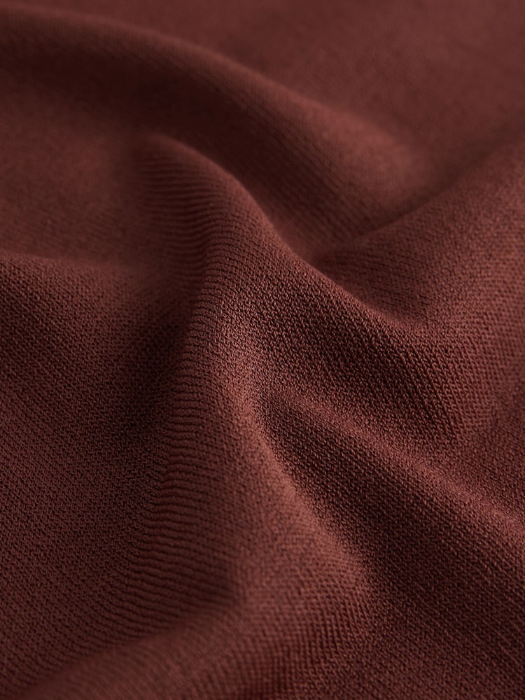 Brown Rust Asymmetric Draped Off The Shoulder Top - Image 6 of 7