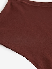 Brown Rust Asymmetric Draped Off The Shoulder Top - Image 7 of 7