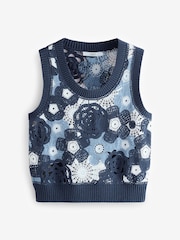 Blue Floral Crochet Tank - Image 6 of 8