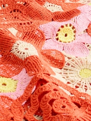 Orange Pink Floral Crochet Tank - Image 6 of 7