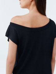Azul marino - Asymmetric Draped Off The Shoulder Top - Imagen 4 de 8