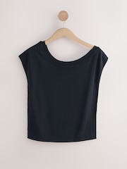 Azul marino - Asymmetric Draped Off The Shoulder Top - Imagen 6 de 8