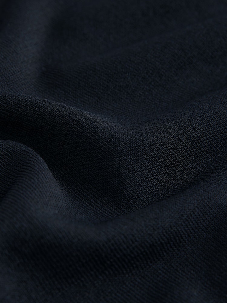 Blue Navy Asymmetric Draped Off The Shoulder Top - Image 7 of 8
