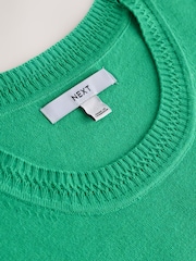 Green Bright Short Sleeve Crew Neck T-Shirt With Frill Edge Detail - Image 8 of 9