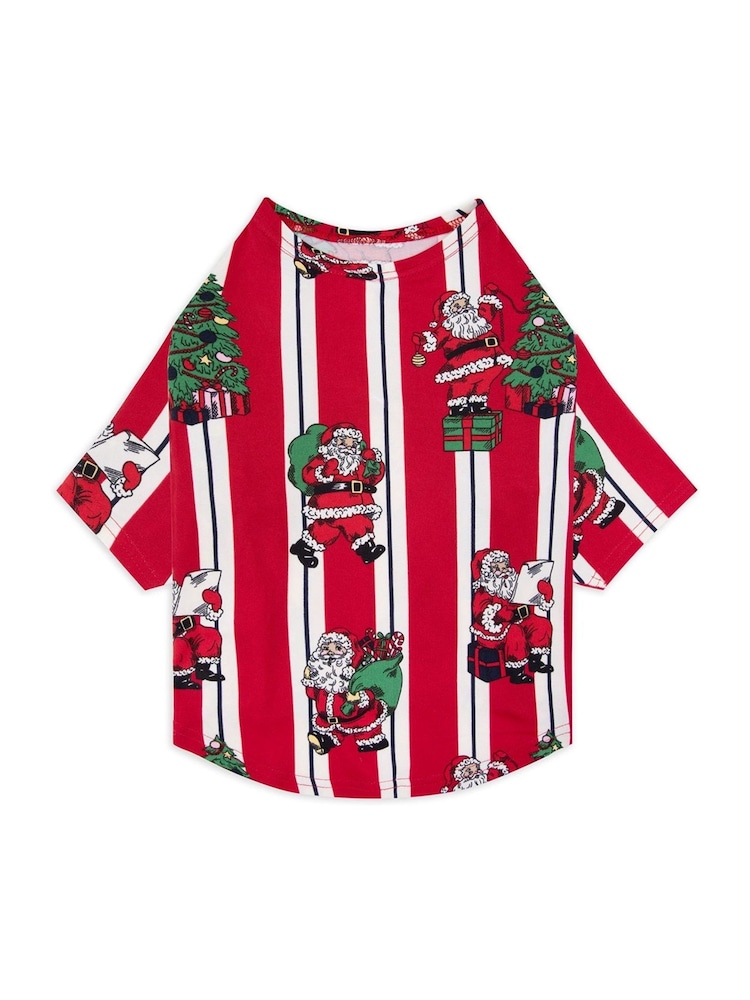 Chelsea Peers Red Pet Christmas Santa Stripe Print Pyjama T-Shirt - Image 2 of 4