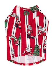 Chelsea Peers Red Pet Christmas Santa Stripe Print Pyjama T-Shirt - Image 3 of 4