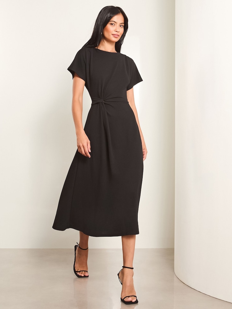 Womens Lipsy Black 1 Knot Side Midi Dress US 8