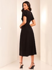 Lipsy Black Cross Front Underbust Jersey Midi Dress - Image 2 of 4