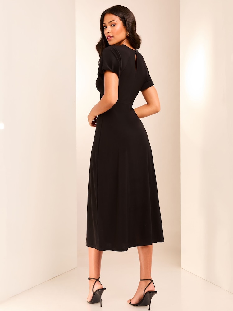Lipsy Black Cross Front Underbust Jersey Midi Dress - Image 2 of 4