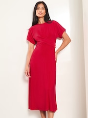 Lipsy Red Cross Front Underbust Jersey Midi Dress - Image 1 of 4