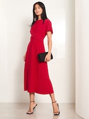 Lipsy Red Cross Front Underbust Jersey Midi Dress - Image 2 of 4