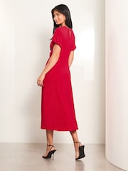Lipsy Red Cross Front Underbust Jersey Midi Dress - Image 4 of 4