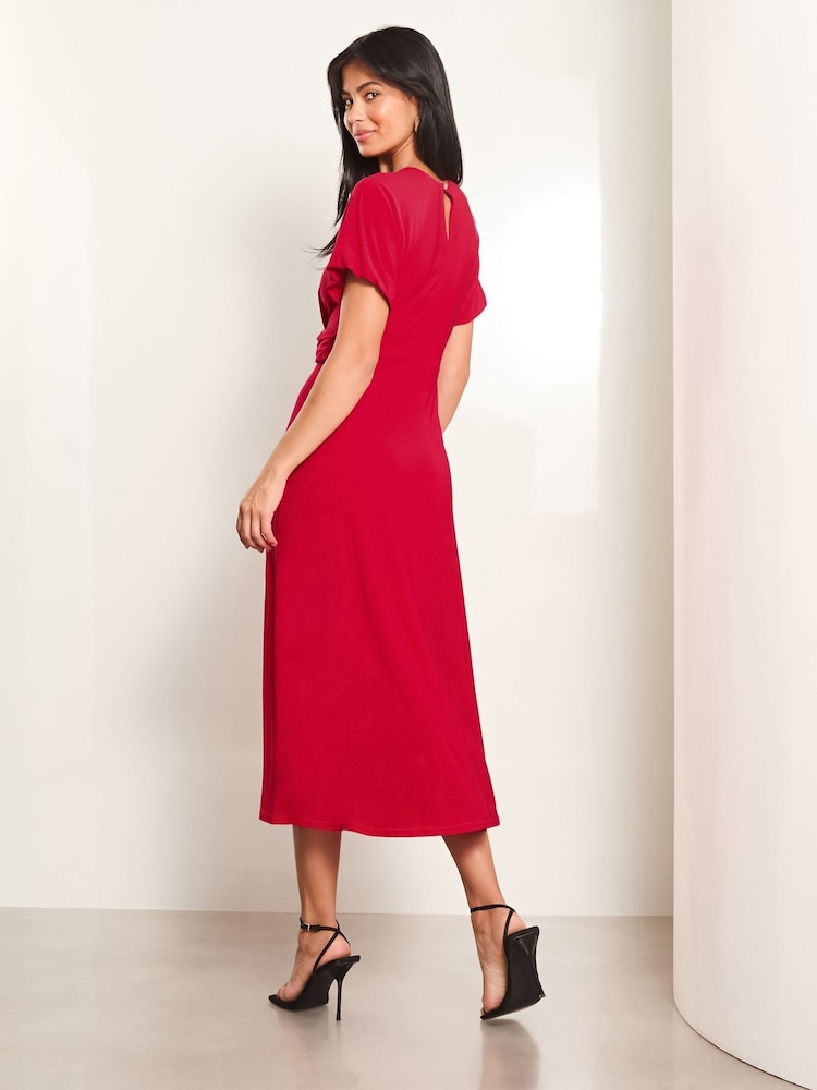 Lipsy Red Cross Front Underbust Jersey Midi Dress - Image 4 of 4