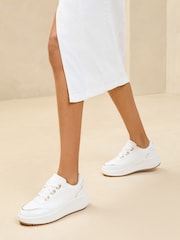 Lipsy White Flat Chunky Flatform Lace Up Trainers - Image 2 of 5