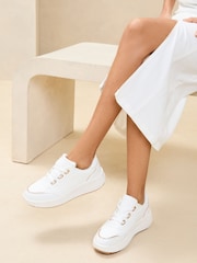 Lipsy White Flat Chunky Flatform Lace Up Trainers - Image 4 of 5