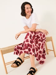 FatFace Millie Multi Poppies Midi Skirt - Image 3 of 6