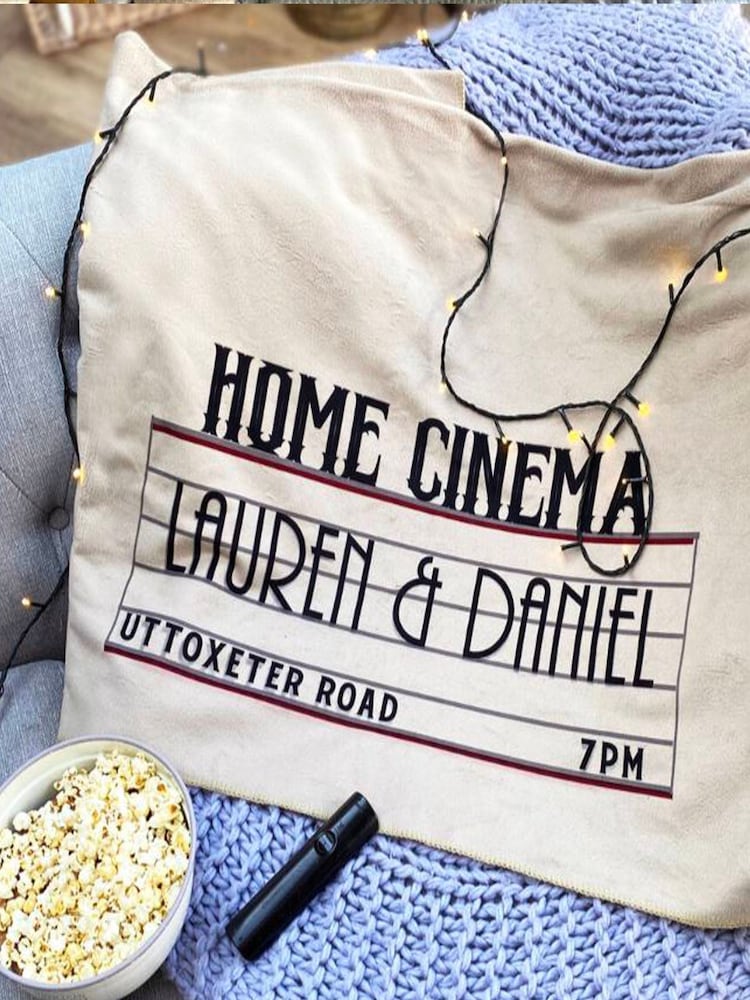 Personalised Home Cinema Family Fleece Blanket by Solesmith - Image 3 of 3