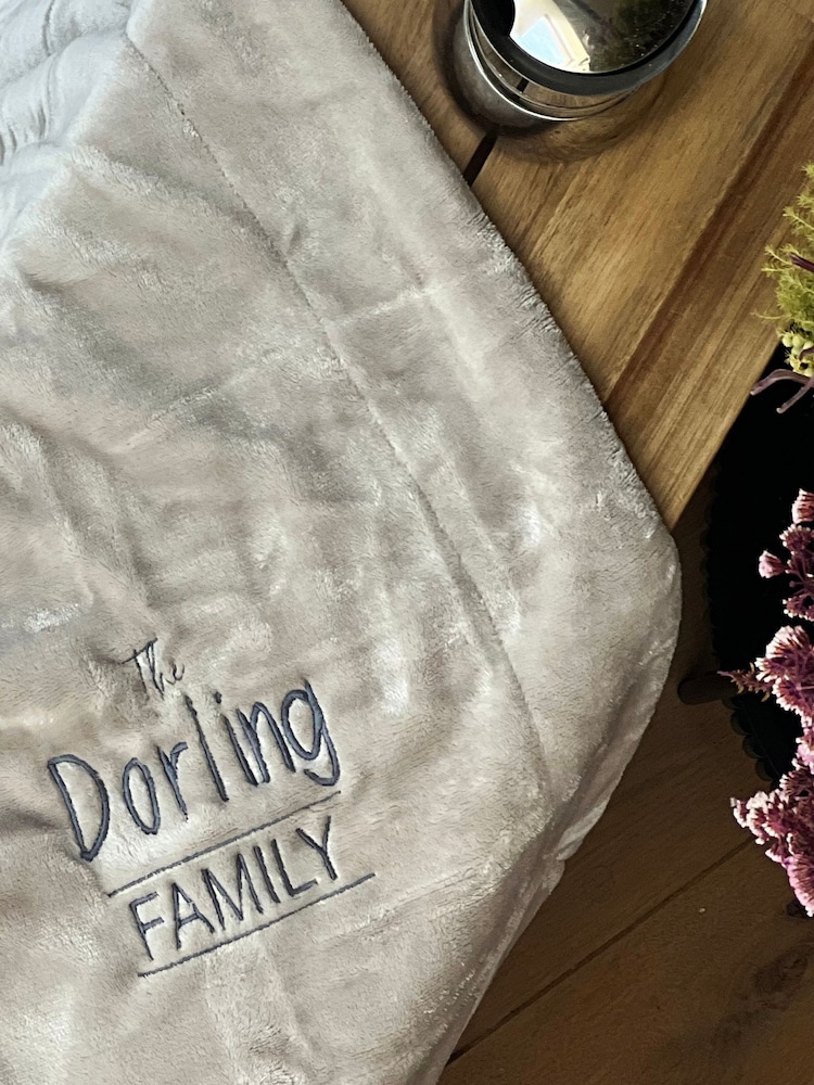 Personalised Embroidered Family Surname Winter Blanket by Solesmith - Image 1 of 6