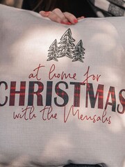 100% Linen Personalised Tartan Christmas Cushion by Solesmith - Image 2 of 6