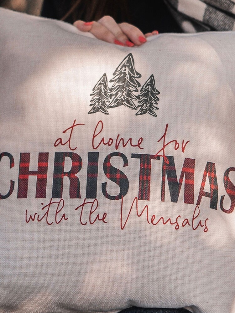 100% Linen Personalised Tartan Christmas Cushion by Solesmith - Image 2 of 6