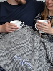100% Cotton Couples Embroidered Blanket by Solesmith - Image 1 of 3