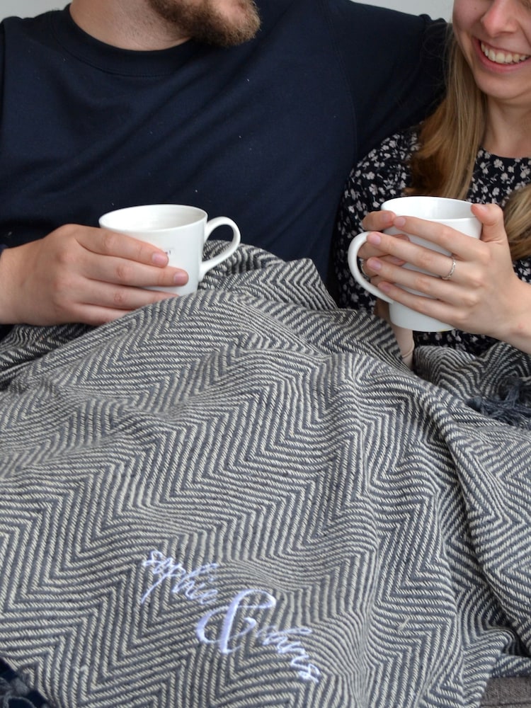 100% Cotton Couples Embroidered Blanket by Solesmith - Image 1 of 3