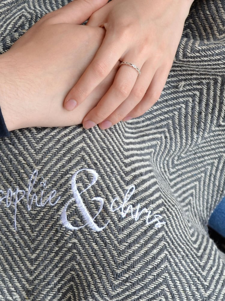 100% Cotton Couples Embroidered Blanket by Solesmith - Image 3 of 3