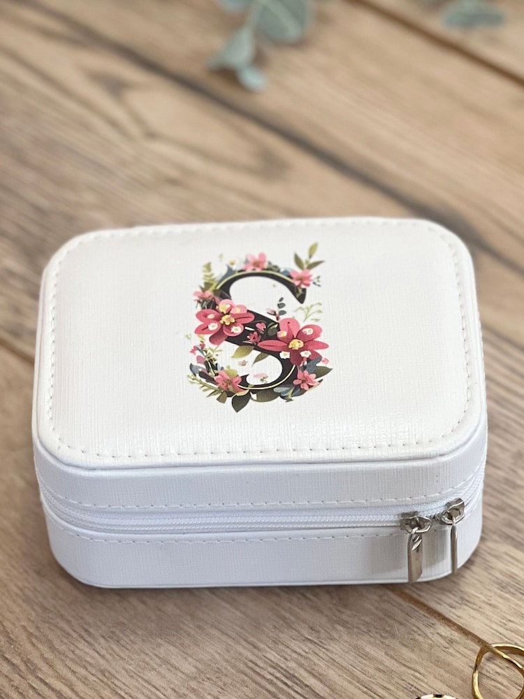 Solesmith Floral Initial Travel White Jewellery Box - Image 1 of 4